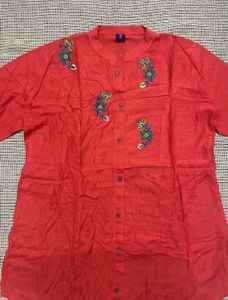 Light Red Embroidered Tunic