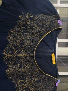 Elegant Navy Blue Embroidered Kurti