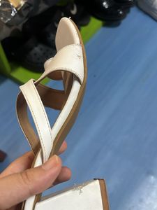 White Work Block Sandals