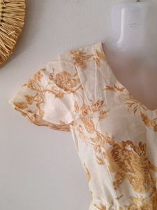 Floral Cotton Linen Midi Dress