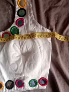 White Blouse With Mirror Work