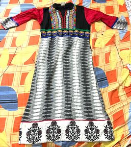 Embroidered Ikat Style Tunic Dress