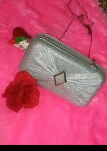 Silver Glitter Clutch
