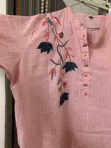 Cotton Peach Kurta For Daily Use