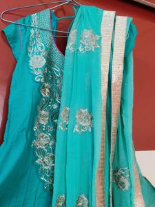 Anarkali With Gold Colour Embroidery Work
