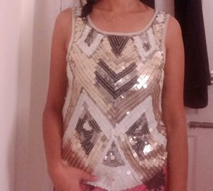 Sequin Geometric Tank Top