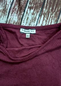 Maroon Roadster Top For Casual Wear