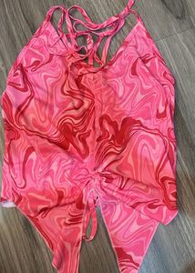 Pink Swirl Tie Halter Top