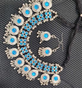 Woman Silver Necklace Set Jwellery Earings