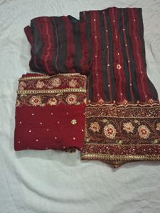 Black And Red Hot Combination Lehenga Set