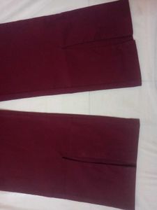 Burgundy Split Hem Pants