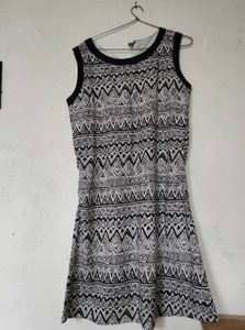 Black &amp; White Patterned Midi