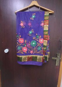 Elegant Purple Embroidered Saree