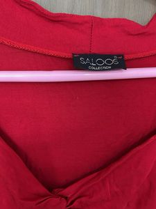 Fully Strachable Pure Red Cotton Branded Top