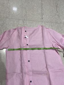 Pink Linen Button-Down Kurta