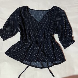 Nay Blue Polka Dot Blouse