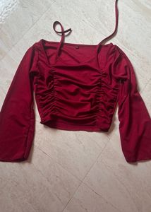 Red Cold Shoulder Top