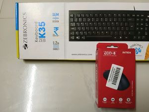 Combo Pack Intex ECO-8 USB 2.0 Wired Optical Mouse(Black), ZEBRONICS Zeb- K35 USB Wired Keyboard with Rupee Key,Spill-Proof and Slim Design (Black) Zeb- Power Wired USB Plug &amp; Play, for Windows/Mac