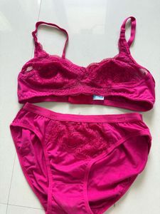 Pink Lace Bra and Panty Set
