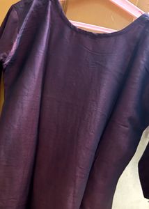 Ethnic Brown Straight Kurta With 3/4th Hand
