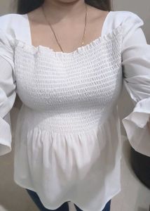White Smocked Top