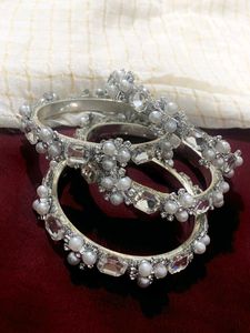 Sparkling Pearl &amp; Crystal Bangles