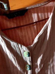 Ribbed Tie-Front Button-Up Top