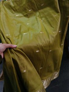 Beautiful Banarasi Silk, Olive Green Color Saree