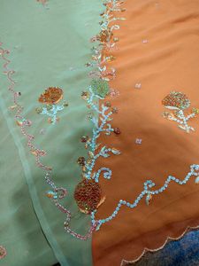 floral multi coloured handwork Saree