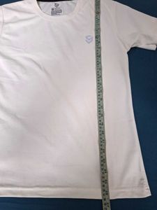 Half Sleeve White T-Shirt For Sports And Gym Wear.