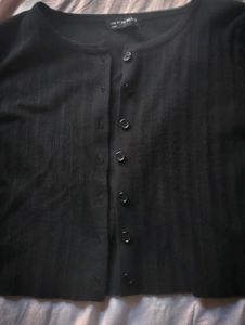 Black And Grey Knit Cropped Cardigan