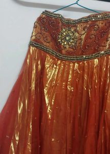 Orange Embellished Ethnic Skirt