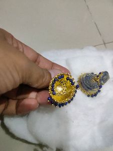 Blue Jhumka Earring Medium Size