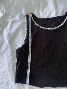 Ribbed Tank with Lace Trim