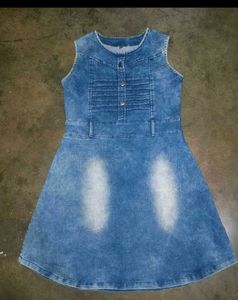 stretchable denim blue mini dress knee length
