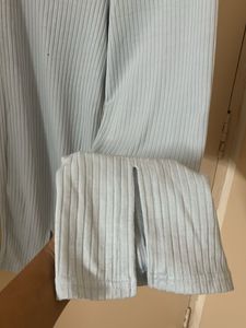 Light Blue Slit Hem Pants