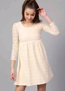 Korean cream lace dress