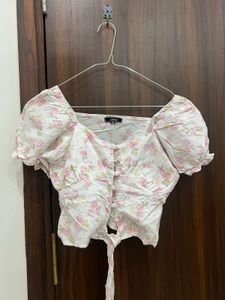 Floral Tie-Front Crop Top