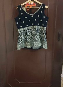 Designer Navy Blue Peplum Set