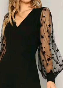 Star Sleeve Black Dress