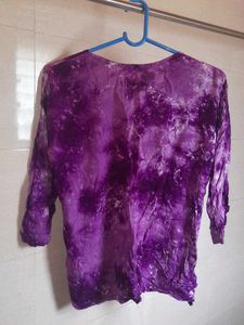 Purple Tie-Dye Embroidered Short Kurti 💜