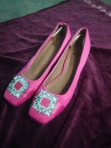 Pink Embellished Ballerinas