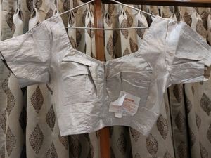 Silver Brocade Customized Blouse With Lining Inside New With Tag Size 36