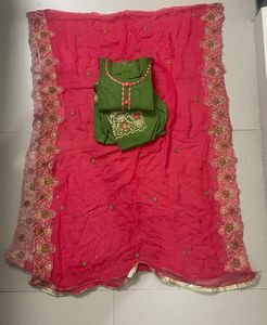 Green & Pink Kurta Set