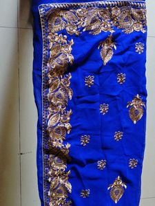 Royal Blue Embroidered Saree