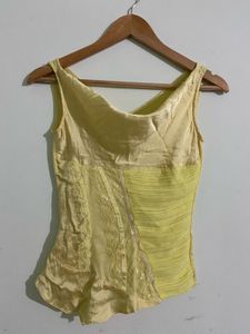 Butter Yellow Lace Detail Top
