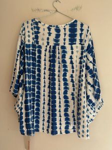 Blue Tie-Dye Button Up Top