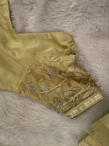 stone embellished embroidery net customised saree