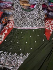 Elegant Green Anarkali Suit Set