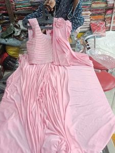 Pink Party Saree Dress Set